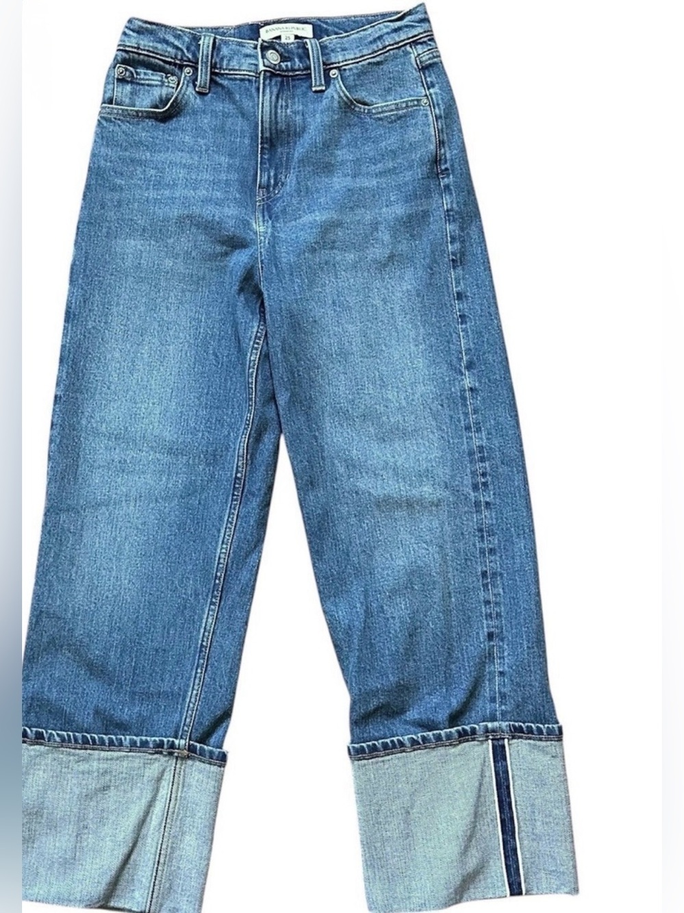 Banana Republic High Rise Straight Selvedge Cuffed Stovepipe Denim Jeans Size 25